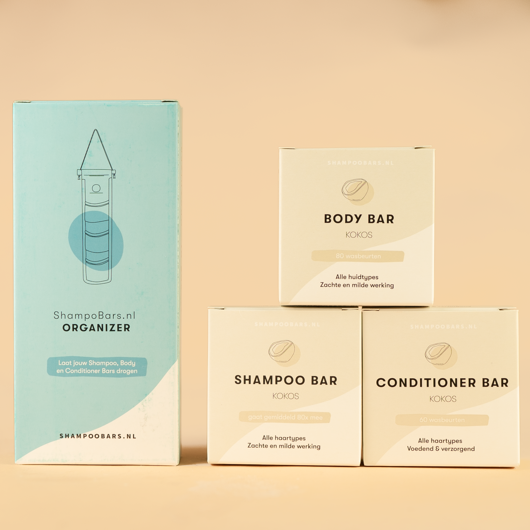 Shampoo, Body&Conditioner Bar Kokos+ Bar Organizer | Hang op en laat opdrogen | Wasbaar